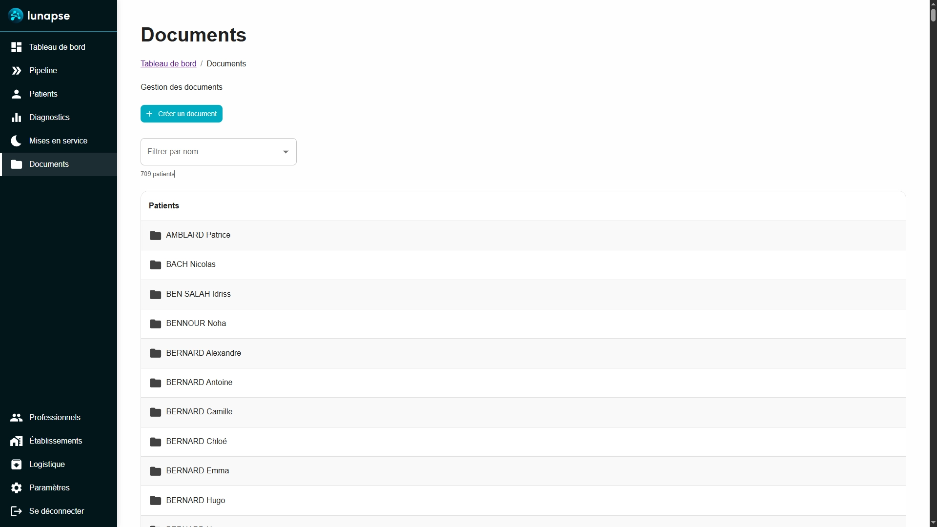 Interface application PRM lunapse