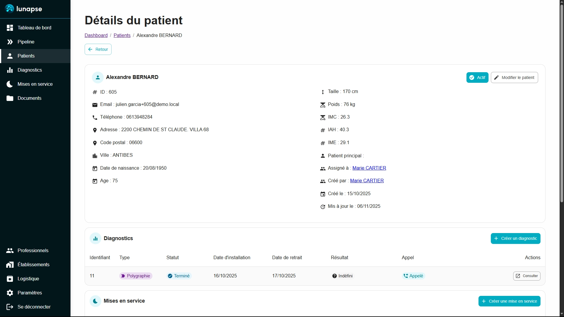 Interface application PRM lunapse
